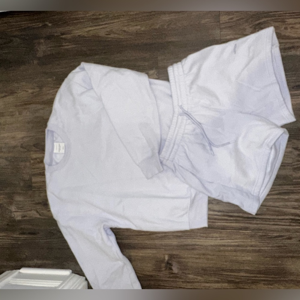 Aritzia Cozy Sweat fleece shorts and perfect Crewneck